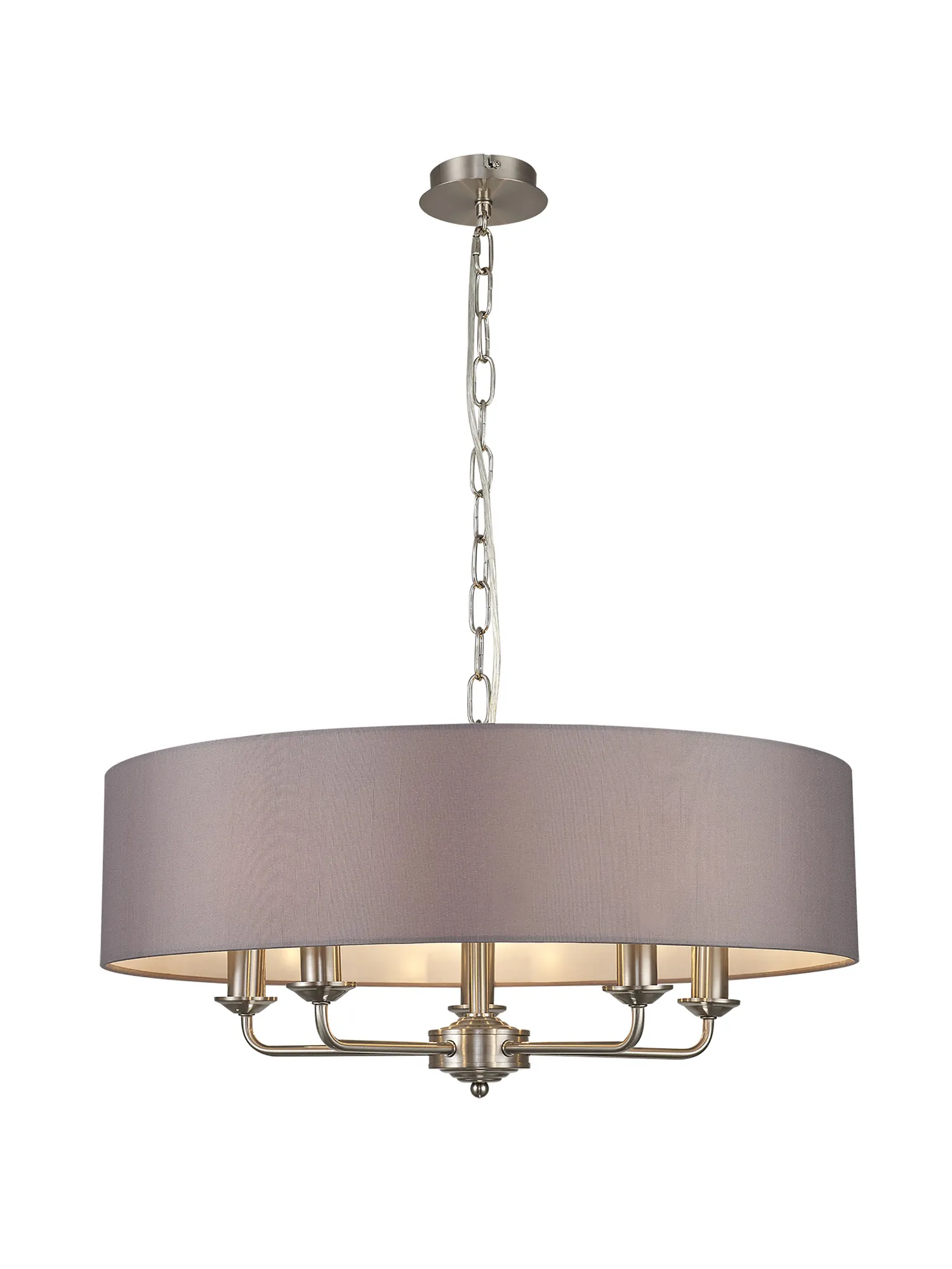 Banyan 60cm 5 Light Pendant Satin Nickel, Grey